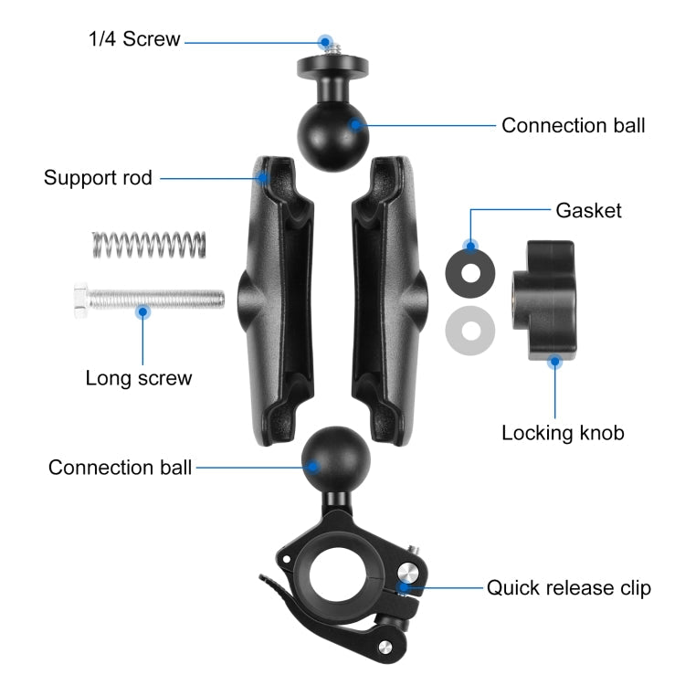 PULUZ Motorcycle O-Clip Quick Release Clamp Handlebar Fixed Mount Holder for GoPro and Other Action Cameras My Store