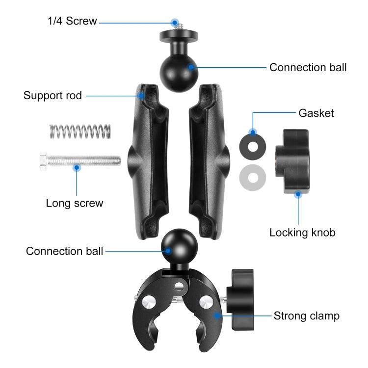 PULUZ Motorcycle Crab Clamp Handlebar Fixed Mount Holder for GoPro and Other Action Cameras My Store