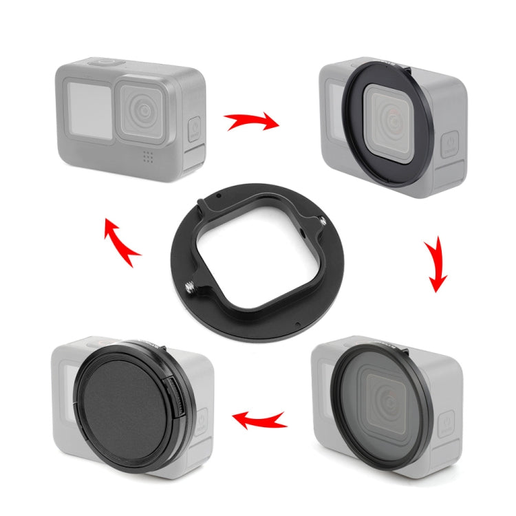 For GoPro HERO12 Black /11 Black /11 Black Mini /10 Black /9 Black PULUZ 52mm UV ND2-400 Filter with Adapter Ring