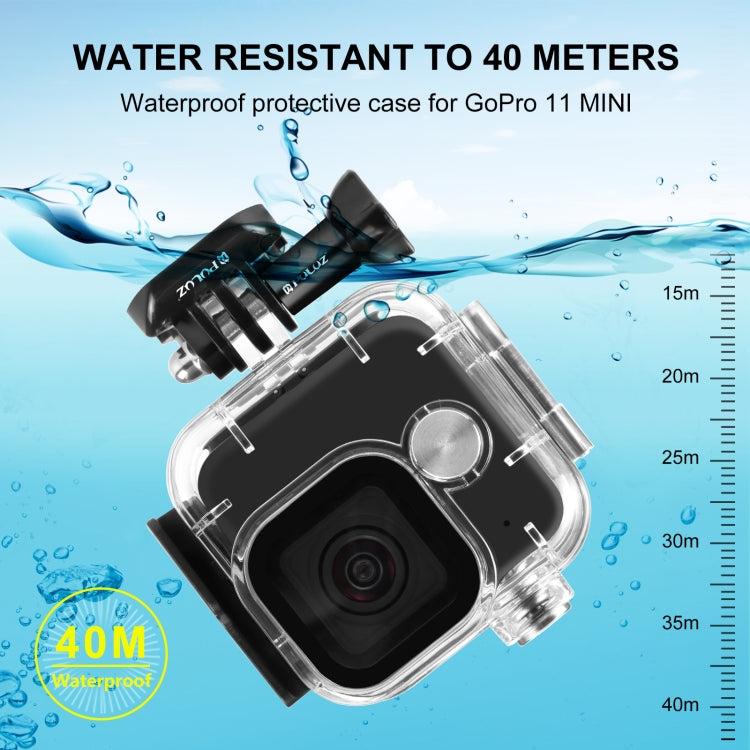 For GoPro Hero11 Mini Black PULUZ 40m Waterproof Housing Protective Case with Buckle Basic Mount & Screw My Store