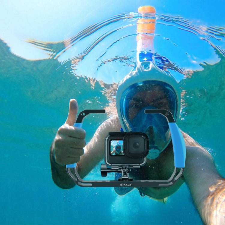 PULUZ Dual Silicone Handles Aluminium Alloy Underwater Diving Rig for GoPro, DJI OSMO Action, Insta360 and Other Action Cameras