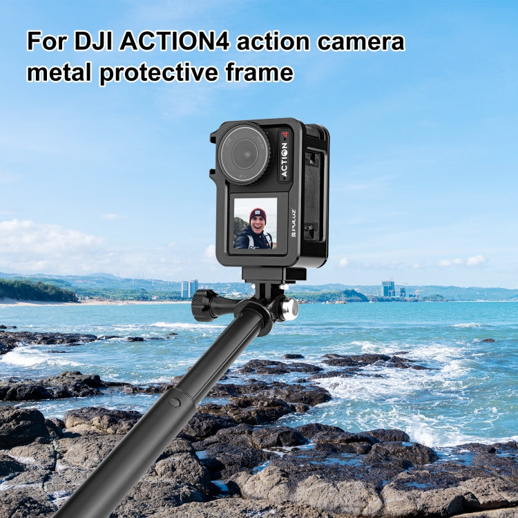 For DJI Osmo Action 4 / 3 PULUZ Metal Cage Expansion Adapter Frame with Cold Shoe My Store