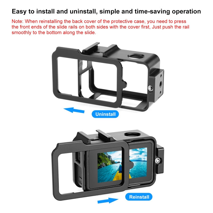 For DJI Osmo Action 4 / 3 PULUZ Metal Cage Expansion Adapter Frame with Cold Shoe My Store