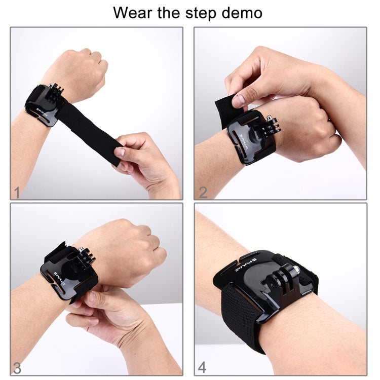 PULUZ Adjustable Wrist Strap Mount for GoPro HERO13 Black / HERO12 / HERO11 /10 /9 /8 /7 /6 /5, Insta360 Ace / Ace Pro, DJI Osmo Action 4 and Other Action Cameras, Strap Length: 28.5cm