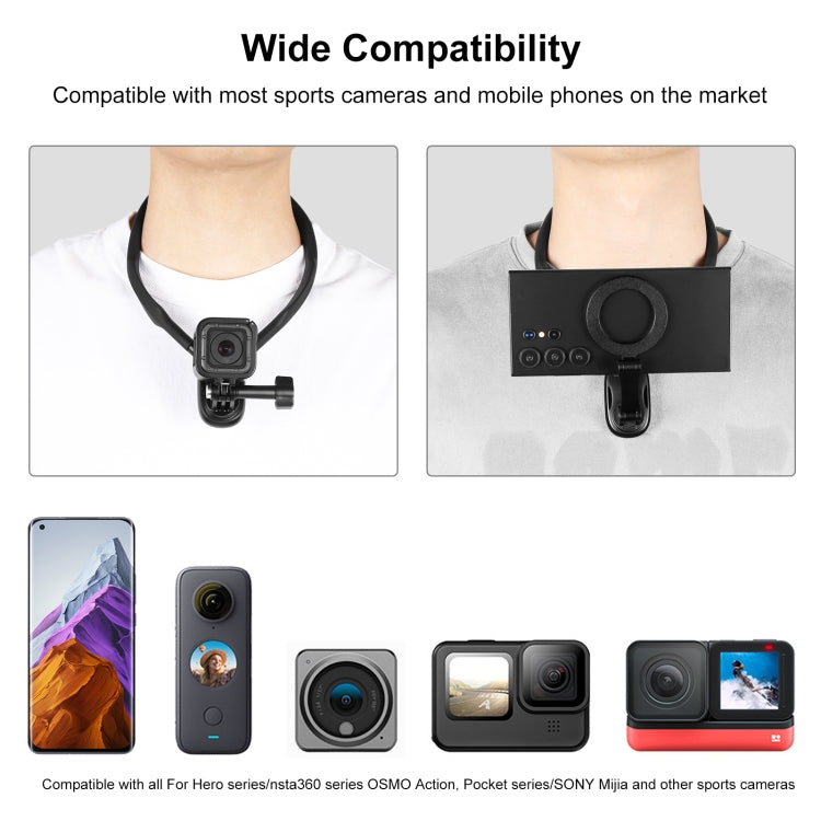 PULUZ Magnetic Collar Bracket POV View Mount with Phone Clamp for GoPro Action Cameras / Phones My Store