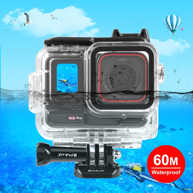 For Insta360 Ace Pro PULUZ 60m Underwater Waterproof Housing Case with Base Adapter & Screw My Store