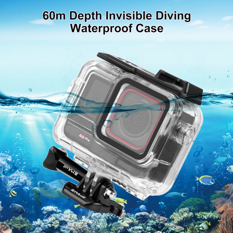 For Insta360 Ace Pro PULUZ 60m Underwater Waterproof Housing Case with Base Adapter & Screw My Store