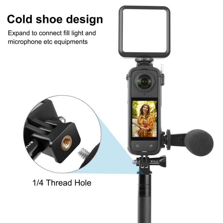 For Insta360 X4 PULUZ Cold Shoe PC Plastic Protective Frame with Adapter Mount & Screw My Store