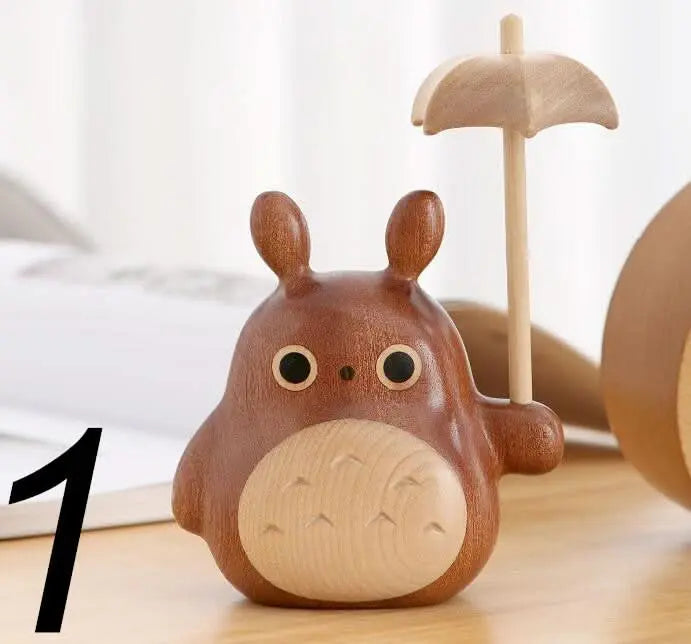 DIY Handmade Wooden Craft Totoro: A Whimsical Home Decoration for Family and Friends.