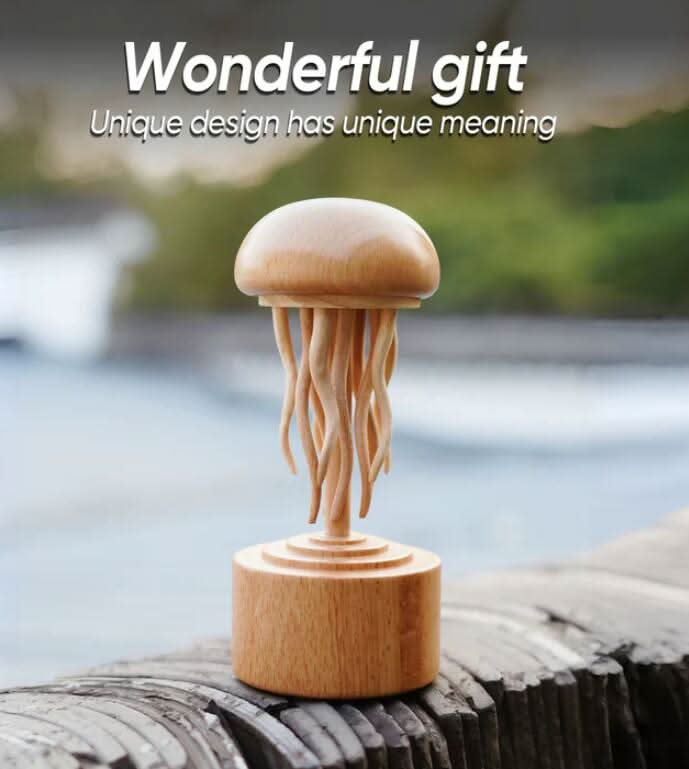 Wooden Handmade Jellyfish Mechanic Crafts Decoration.