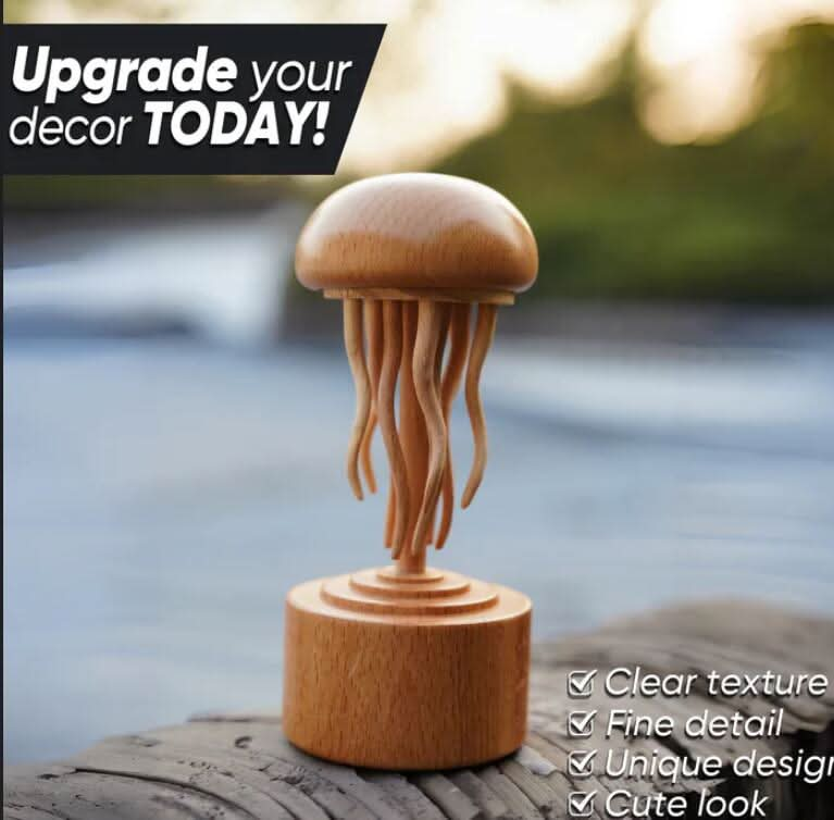 Wooden Handmade Jellyfish Mechanic Crafts Decoration.