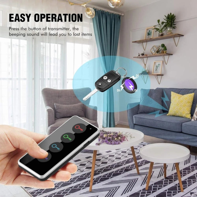 Smart Remote Wireless Key Finder with LED Flashlight, 1 RF Transmitter and 4 Receivers Reluova