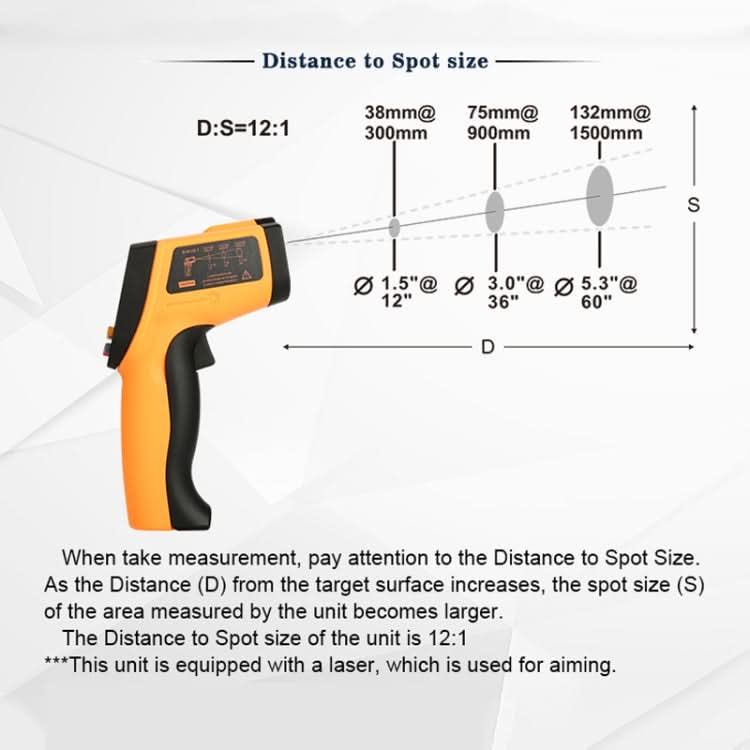 Infrared Thermometer, Temperature Range: -50 - 380 Degrees Celsius Reluova