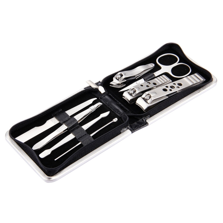 8 in 1 Nail Care Clipper Pedicure Manicure Kits (Large Nail Clippers, Small Nail Clippers, Oblique Nail Nipper, Dual Head Steel Push, Eyebrow Scissors, Eyebrow Tweezers, Ear Pick, Double Side Nail File) with Leather Bag-Reluova