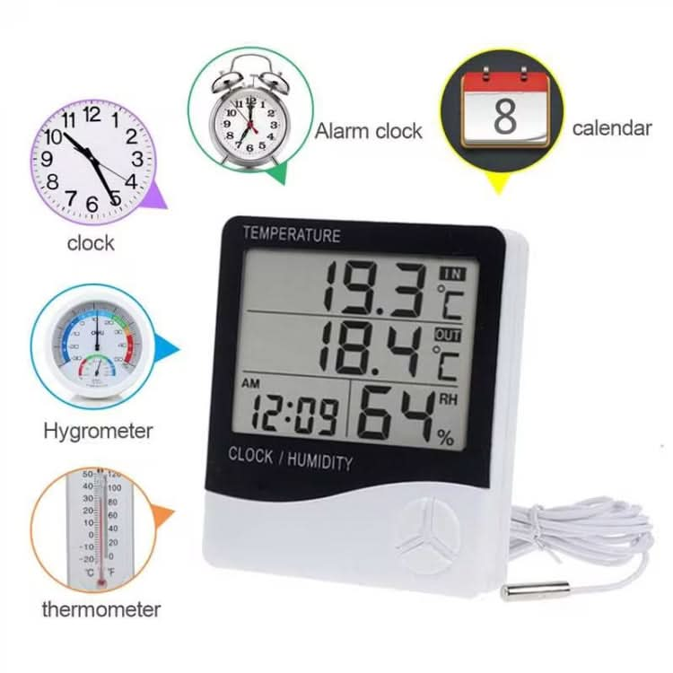 Outdoor / Indoor LCD Digital Electronic Thermometer Hygrometer Alarm Clock Reluova