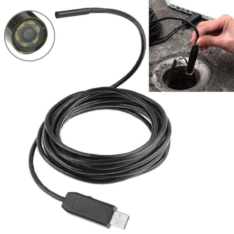 Waterproof USB Endoscope Snake Tube Inspection Camera with 6 LED for Parts of OTG Function Android Mobile Phone, Length: 5m, Lens Diameter: 7mm My Store