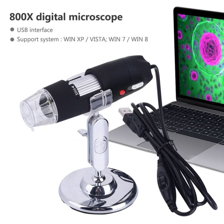 2.0 Mega Pixels 800X USB Digital Microscope with 8 LED White Light / Holder-Reluova