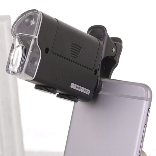 60X-100X Times Phone Microscope Clip Magnifying Jewelry Loupe With LED Light