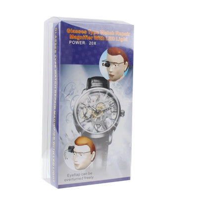 20X Glasses Type Watch Repair Magnifier with LED Light