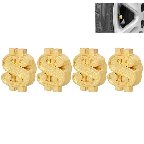 Universal 8mm Dollar Style Plastic Car Tire Valve Caps, Pack of 4