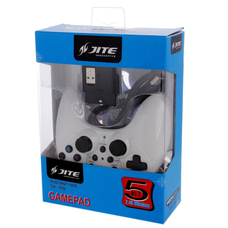 JITE Innovative CX-508 5 in 1 Dual Shock2 2.4GHz Wireless Gamepad with 3 Colors Replaceable Front Cover for Play Station PS3 / PS2 / PS1 Game Controller Reluova