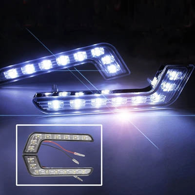 Universal White 8 LED Daytime Running Light for Car