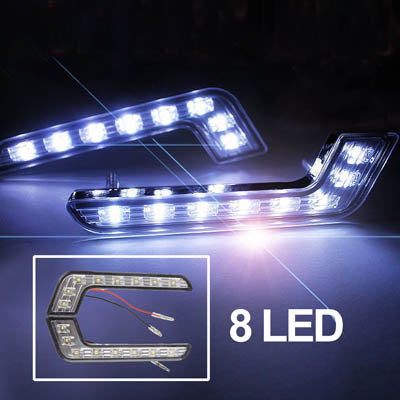 Universal White 8 LED Daytime Running Light for Car