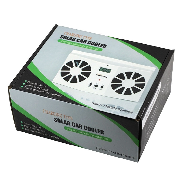 2W Solar Powered Car Auto Air Vent Cool Fan Cooler Ventilation System Radiator, with Temperature Display