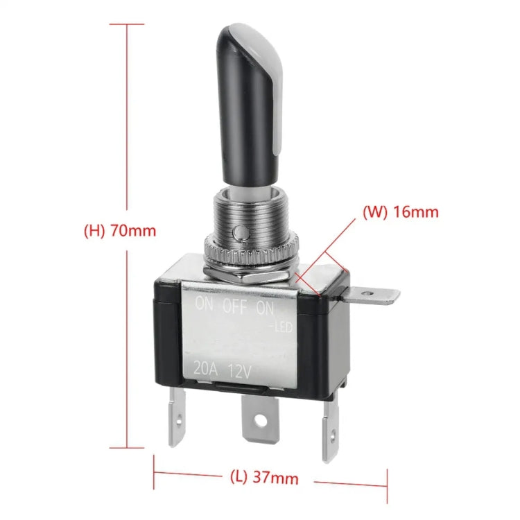 Three-pole ON-OFF-ON Toggle Switch with Blue Light, DC 12V 20A