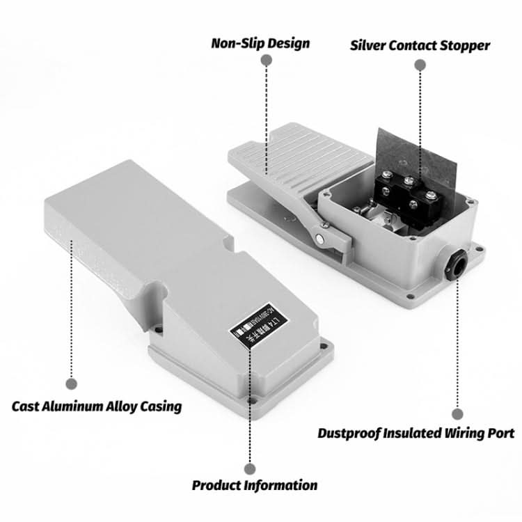 TDLT4 AC 380V 5A Anti-slip Metal Case Foot Control Pedal Switch Reluova