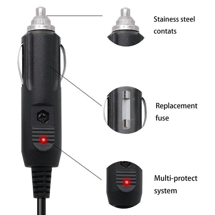 2A 5.5 x 2.1mm DC Power Supply Adapter Plug Coiled Cable Car Charger, Length: 40-140cm My Store