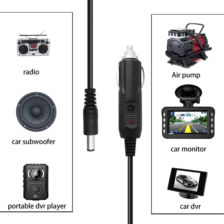 2A 5.5 x 2.1mm DC Power Supply Adapter Plug Coiled Cable Car Charger, Length: 40-140cm My Store