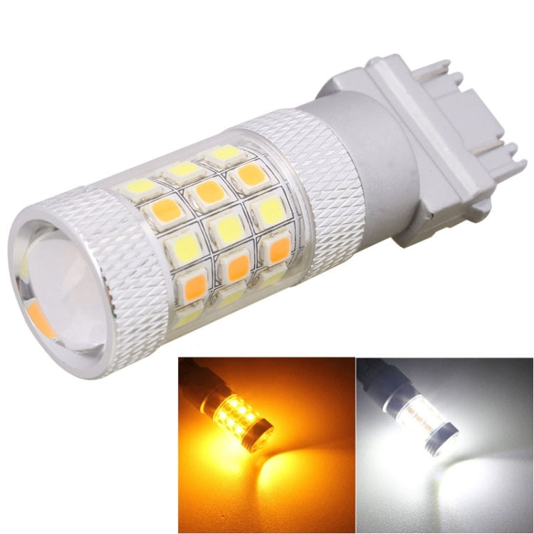 T25 8W 420LM White + Yellow Light 42 LED 2835 SMD Car Brake Light Steering Light Bulb, DC 12V