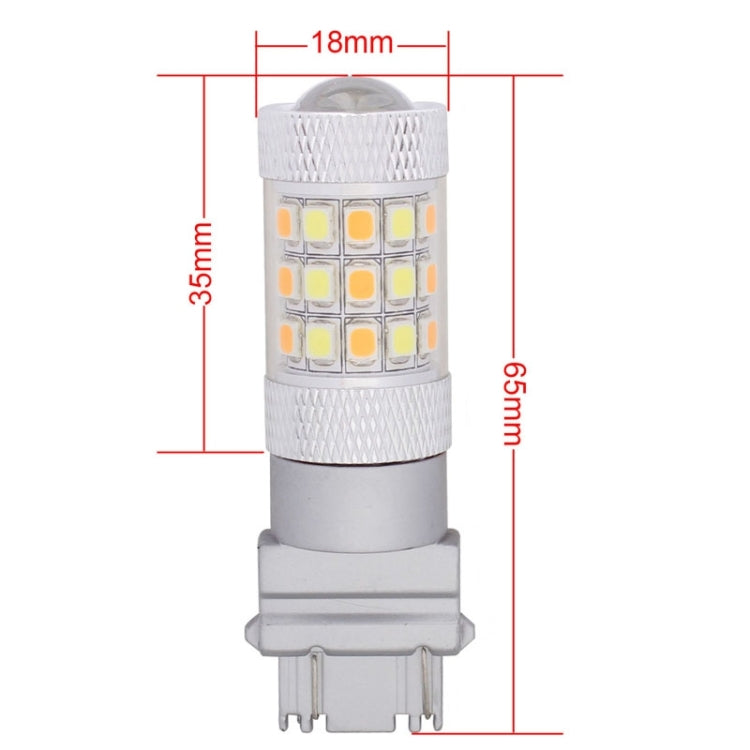 T25 8W 420LM White + Yellow Light 42 LED 2835 SMD Car Brake Light Steering Light Bulb, DC 12V