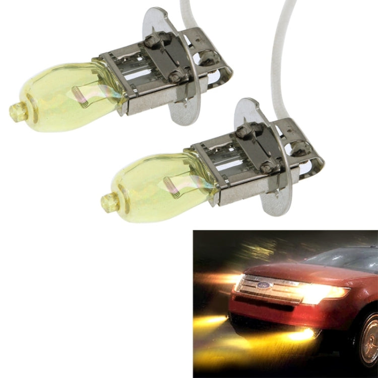 2 X H3 HOD Halogen Bulbs 12V 100W 2400 LM 3500K Yellow Light Headlights