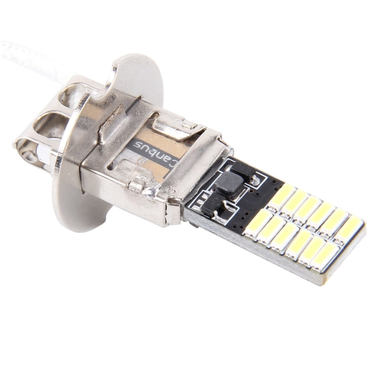 2 PCS H3 4.8W 720LM 6500K White Light 24 LED SMD 4014 Error-Free Canbus Car Clearance Lights Lamp, DC 12V