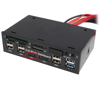 5.25 inch Media PC Dashboard Card Reader 2 x USB 3.0 + 6 x USB 2.0 SATA-Reluova