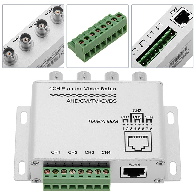 UTP 4 Channel Passive Video Balun Transceiver