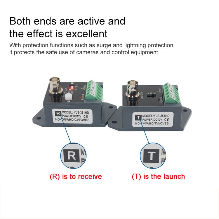 Active CCTV UTP Twisted Pair Video Balun Transmitter and Receiver Reluova