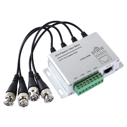 4 CH UTP Passive Video Balun , CCTV Via Twisted Pairs