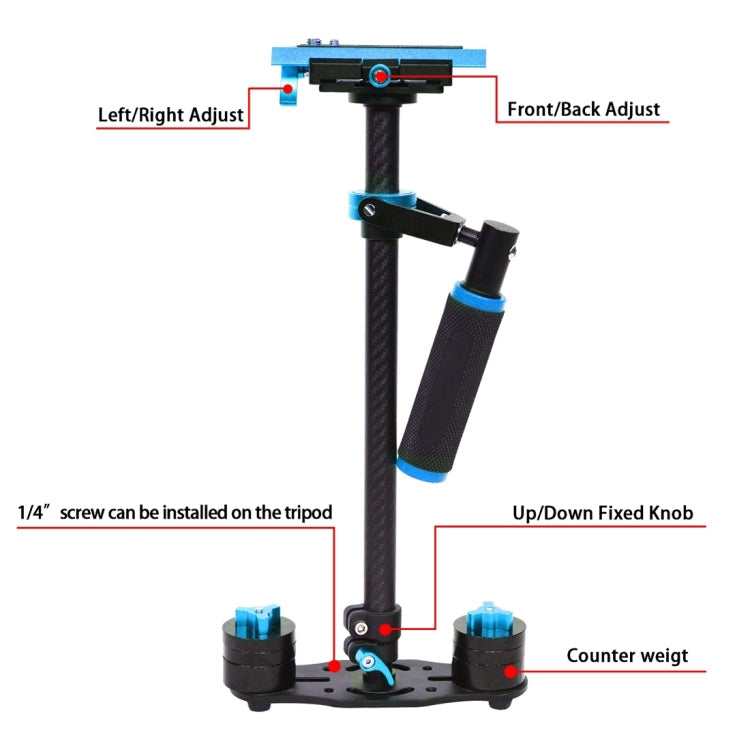 PULUZ 38.5-61cm Carbon Fiber Handheld Stabilizer for DSLR & DV Digital Video & Cameras, Capacity Range 0.5-3kg