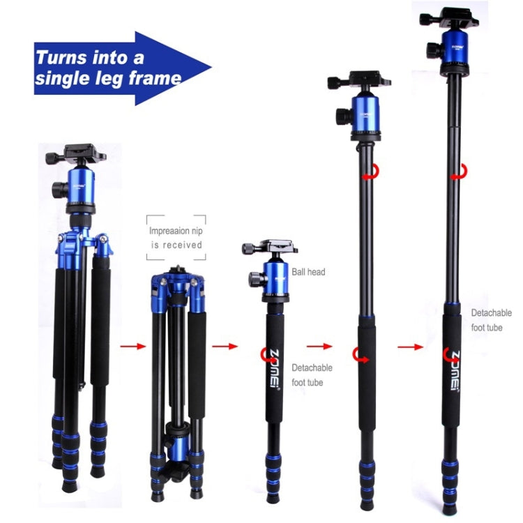 ZOMEI Z888 Portable Professional Travel Aluminium Tripod Monopod with Ball Head for Digital Camera