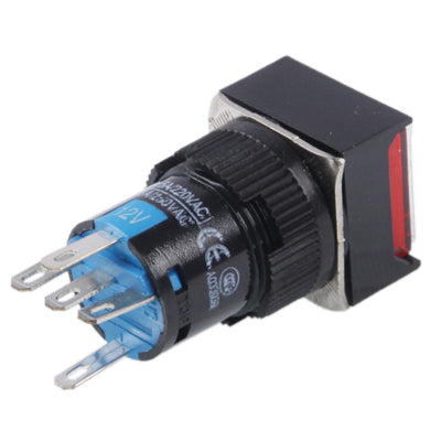 Car DIY Square Button Push Switch with Lock & LED Indicator, DC 24V