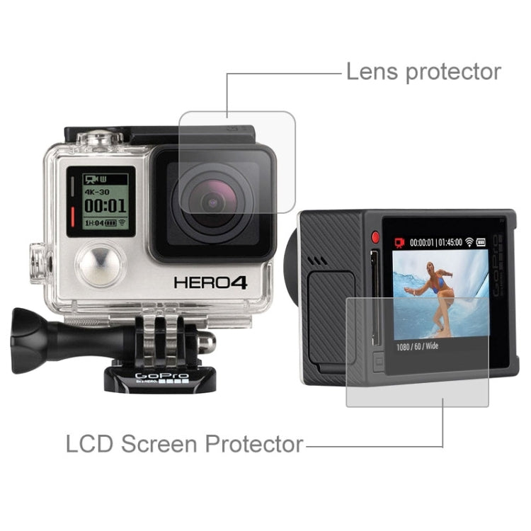 Ultra Clear LCD Screen Protector + Housing Glass Lens Protector Film for GoPro HERO4 Silver Camera