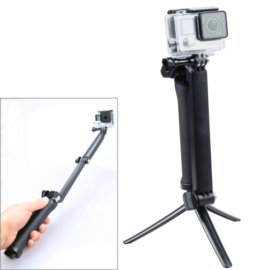 3-Way Multi Function Extendable Monopod Tripod Folding Rotating Arm Camera Handle for GoPro Hero12 Black / Hero11 /10 /9 /8 /7 /6 /5, Insta360 Ace / Ace Pro, DJI Osmo Action 4 and Other Action Cameras