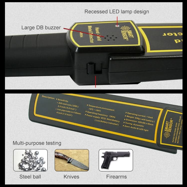 AR954 Handheld Security Metal Detector, Detection Distance: 60mm My Store