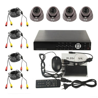 4-CH Embedded Digital Video Recorder Kit (1 / 3 Sony CCD, 500TVL, 24 x IR LED, 6mm Lens, IR Distance: 25m, H.264 (8204EV+622A)