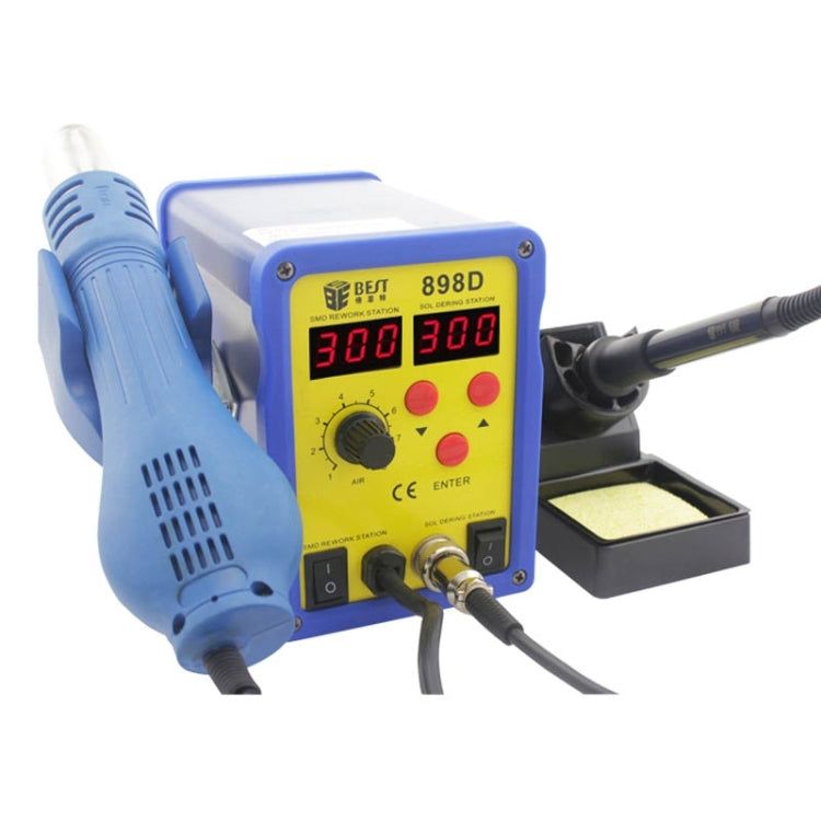 BEST BST-898D 2 in 1 AC 220V 720W LED Displayer Helical Wind Adjustable Temperature Unleaded Hot Air Gun + Solder Station & Soldering Iron