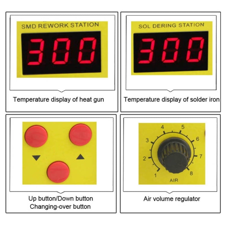 BEST BST-898D 2 in 1 AC 220V 720W LED Displayer Helical Wind Adjustable Temperature Unleaded Hot Air Gun + Solder Station & Soldering Iron