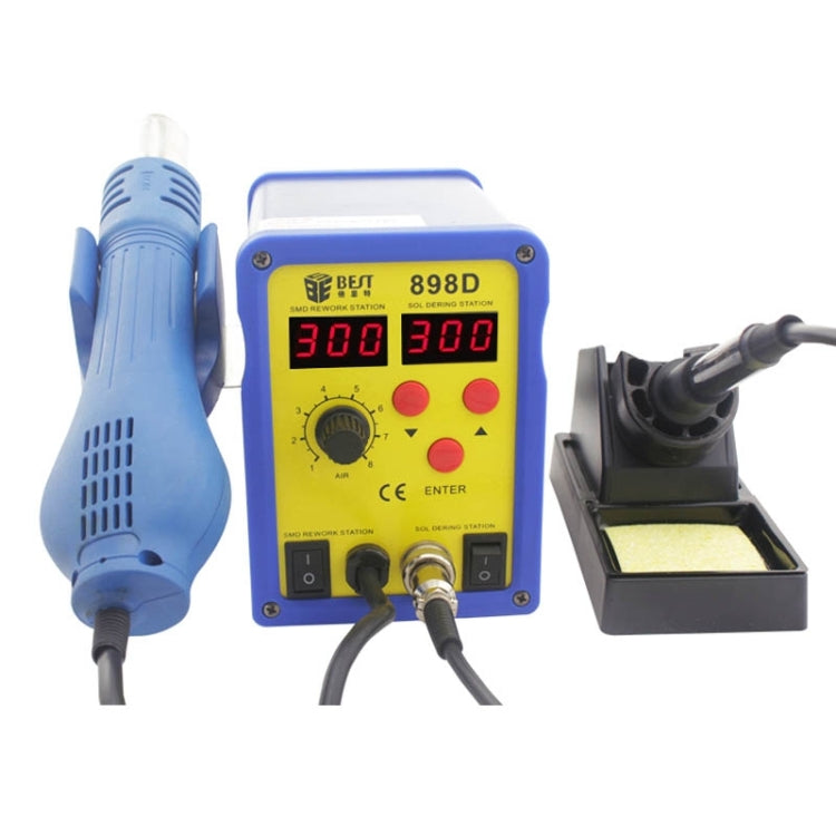 BEST BST-898D 2 in 1 AC 220V 720W LED Displayer Helical Wind Adjustable Temperature Unleaded Hot Air Gun + Solder Station & Soldering Iron